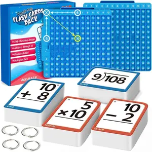Math Flash Cards + Math Board, Multiplication Flash Card Times Table Chart, Math Games Toys For Kids