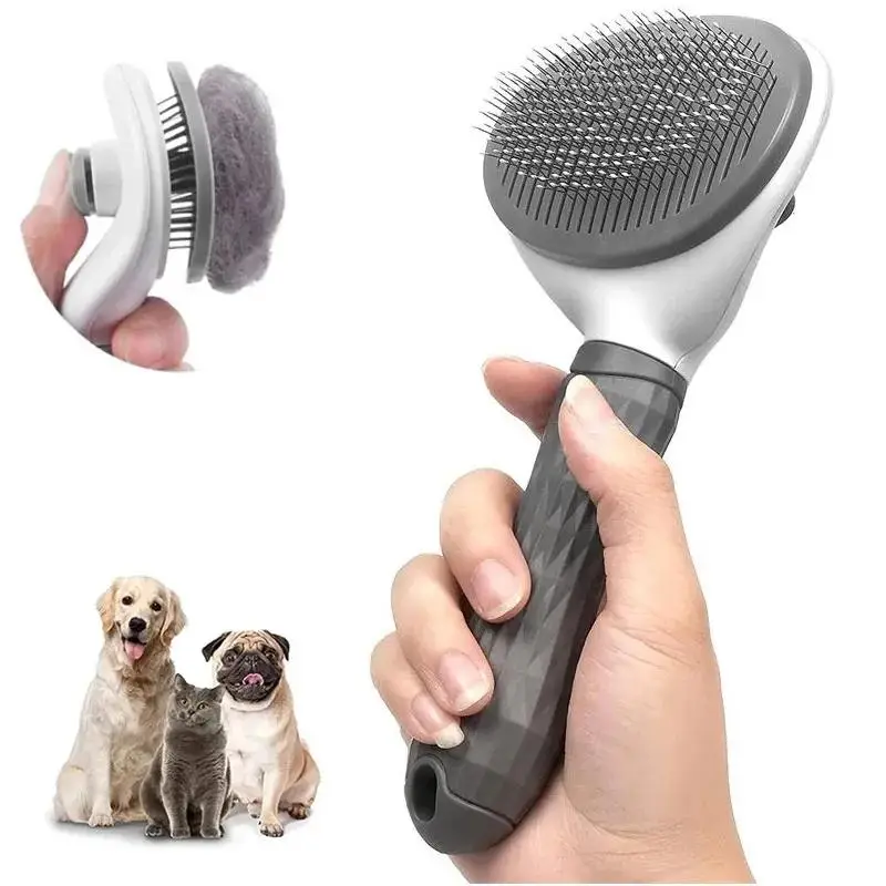Pet Hair Cleaning Brush with Shedding Button, Pet Grooming Comb, Pets Hair Removing Comb for Cats & Dogs, Pet Scalp Massaging Tool for Kittens, Pet Su
