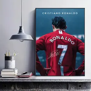 frameless canvas print posters, classic passionate realistic art, football star back, very suitable for sports culture enthusiasts, perfect gift for bedroom, living room, kitchen, dormitory corridor, wall decoration, room decoration, Unframed Art Print