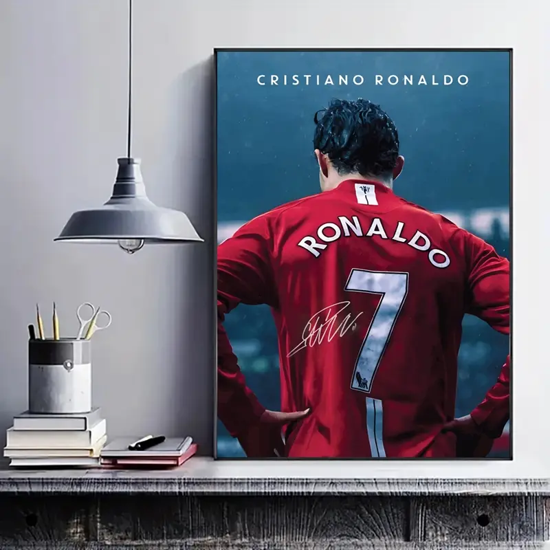 frameless canvas print posters, Artwork for walls, classic passionate realistic art, football star back, suitable for sports culture enthusiasts, perfect gift for bedroom, living room, wall & room decoration, Unframed Art Print