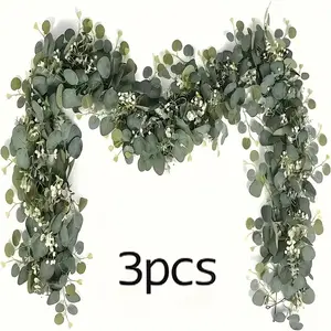 Elevate Your Space! 3pcs Premium Artificial Eucalyptus Wreaths – Ideal for Various Occasions, Easy Hanging Plant Theme Decor, Artificial Eucalyptus Garland