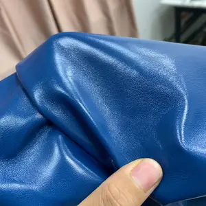 Imported Top Grain Klein Blue Smooth Oil Wax Sheepskin Leather, Handmade Genuine Leather Fabric DIY, 0.6mm Thick, 3-4 Sq Ft, Ideal for Crafts