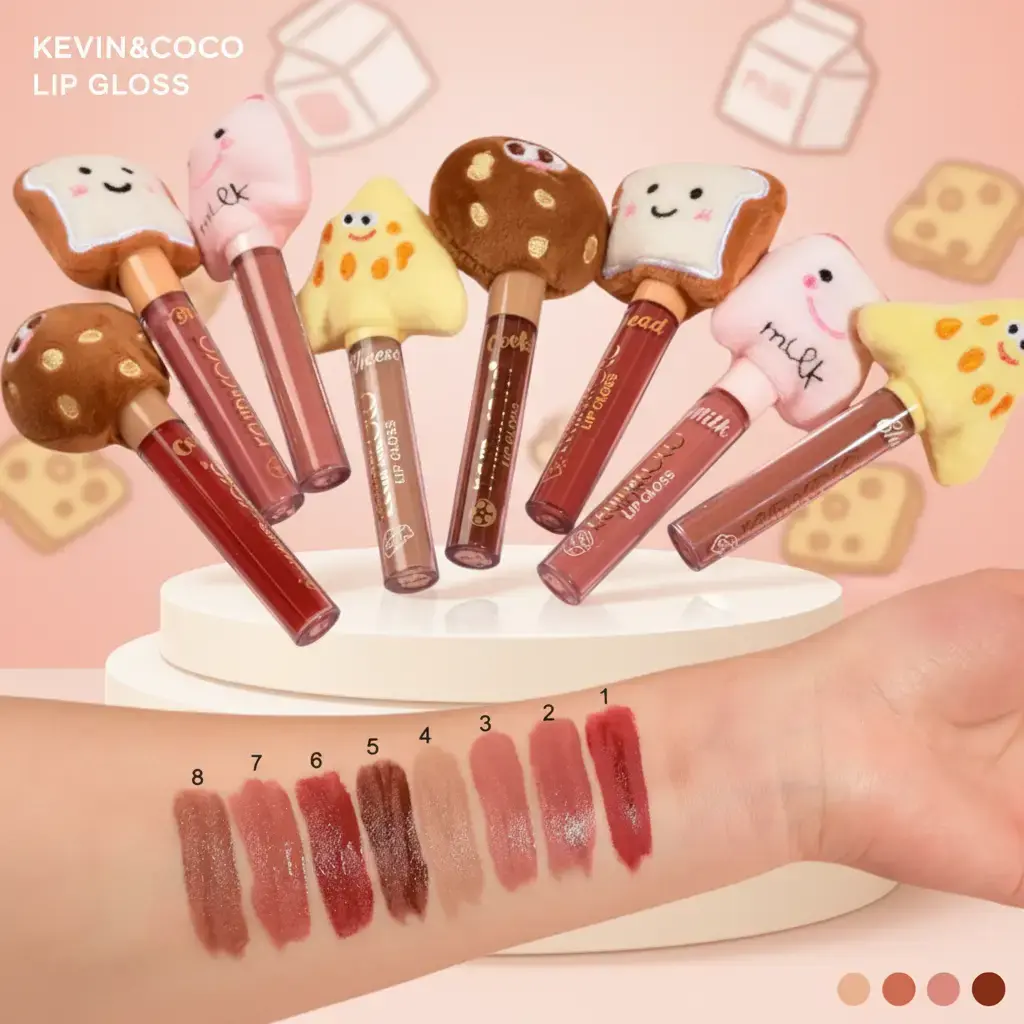 KEVIN&COCO Plush Matte Lip Gloss Wholesale Set - Hydrating Lip Care Cosmetic, Waterproof, Long-Lasting, Lightweight, Food-Inspired Shades, Moisture-Boosting Formula Makeup