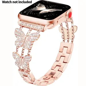 [Excluding watch, adjustable size] Elegant rose gold butterfly strap, suitable for Apple Watch - Metal design - Compatible with all series - Fashionable and durable