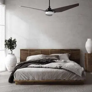 Trailblazer 52 In. Wi-Fi Best Smart Ceiling Fan w/ Remote Control & LED Light, Alexa/Siri/Google Home Compatible, Black/dark Wooden Pattern (3-Blade)