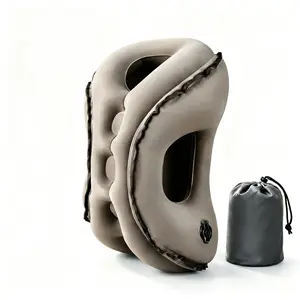 Inflatable Travel Pillow for Airplane, 4-Hole Ergonomic Neck Support Pillow, Portable Airplane Sleeping Pillow with Privacy Space, Comfort Chin/Cheek Support for Long Flights, Road Trips, Trains, Office Napping,Travel Inflatable Neck Pillow