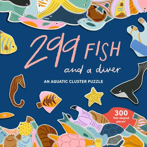 300-Piece Aquatic Cluster Puzzle - 299 Fish Shapes, 1 Diver, Sea Creatures Design by Léa Maupetit (Lifestyle & Hobbies Game)