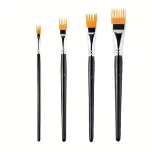 Vibrant Yellow Nylon Bristle Watercolor & Acrylic Brushes with Brass Ferrule - Ergonomic Black Gourd-Shaped Handle, Available in Multiple Sizes for Artists' Variety of Painting Techniques, Painting Accessories