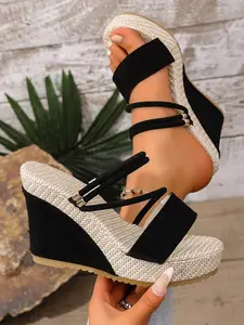 Women's summer new comfortable and soft casual wedge thick-soled sandals, open-toe breathable wedge sandals, a must-have for daily simple casual wear, suitable for daily work commuting, essential for summer beach seaside vacations.