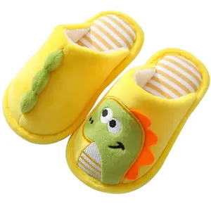Children's Cotton Slippers Home Indoor Soft Sole Autumn Winter Furry Slippers Winter Girls Boys Baby Cotton Slippers Little Dinosaur