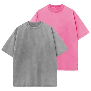 Holafish Acid Washed T Shirts Oversized for Women Cotton Vintage Unisex Tees Loose Fit Crewneck Short Sleeve Casual Streetwear Baggy Basic Mens Tops