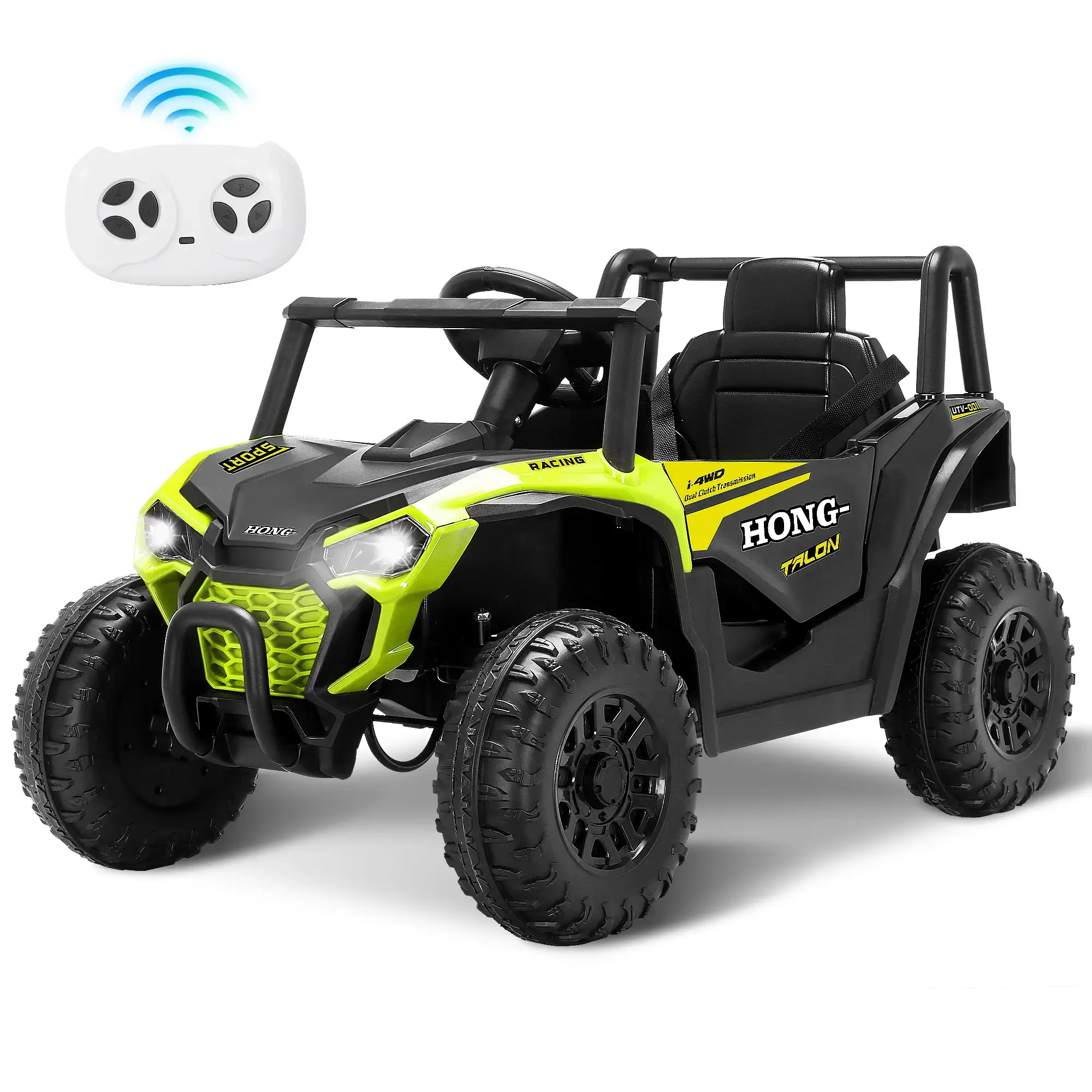Kids 12V BPA-Free 2WD UTV Electric Ride-On Car, Battery-Powered, Remote-Controlled, Safety Belt, Forward/Reverse Mode, High/Low Speed, Bumper, Anti-Slip Wheels, Safe Design, Children Development for Boys & Girls