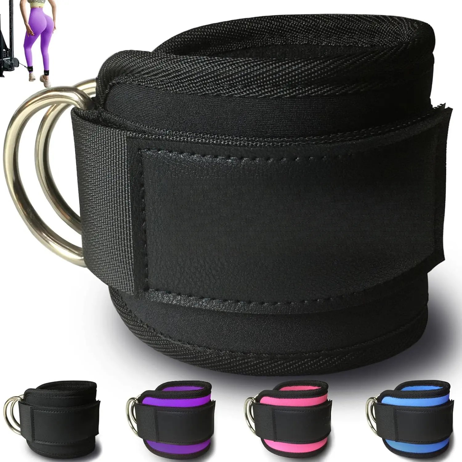 Cable Machine Ankle Strap (Pair), Ankle Cuff for Leg Extensions, Kickbacks, Lower Body Exercises, Booty Hip Abductors Exercise, Glute Workouts, for Home & Gym