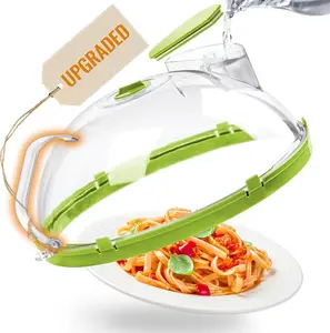 2-in-1 Microwave Steamer & Splash Protector Cover, Clear Microwave Splatter Cover for Food with Handle and Water Storage Box, Microwave Plate Food Cover, Home Kitchen Gadgets and Accessories (1PC)