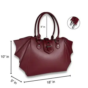 Burgundy Bat-Shaped Handbag with Unique Design, 3D Wing Decoration Women's Bag, Gothic Style Fashionable Accessory Bag, Everyday Versatile Commuter Tote Bag