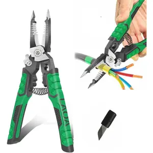 LAOA Needle Nose Pliers Electrician Pliers Wire Stripper Wire Stripper Tool,9-in-1 Multifunctional for Clamping,Tightening Screws,Stripping Wires,Cutting Cables,Iron Wires with 1pc blade