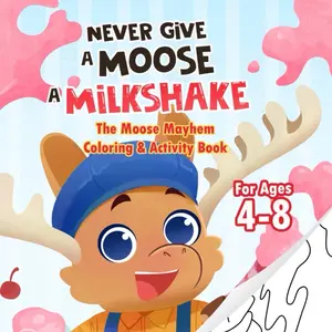 Never Give A Moose A Milkshake Coloring Book The Moose Mayhem Coloring & Activity Book For Ages 4-8 Perfect For Storytime And Playdates