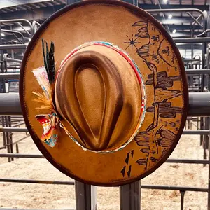 Custom burned hat | hand Burned hat | customized wide brim hat | branded wide brim hat | burned felt hat | western hat | Nashville style hat | concert outfit | country music outfit | Fort Worth outfit | cowboy hat | cowgirl hat | felt hat | etched hat | b