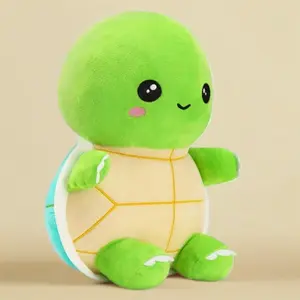 11'' Cute Green Turtle Plush Toy Soft Stuffed Animal Doll Adorable Plushie Tortoise Kawaii Sleeping Pillow Creative Birthday Gift for Kids Boys Girls