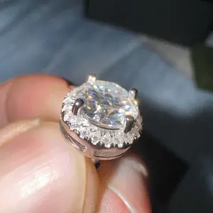 Delzzad 18k Gold-Plated Halo Stud Earrings Lab-Created Moissanite Earring S925 Sterling Silver Moissanite Jewelry Perfect Birthday Mother’s Day Christmas Gift for Men Women Wedding Set