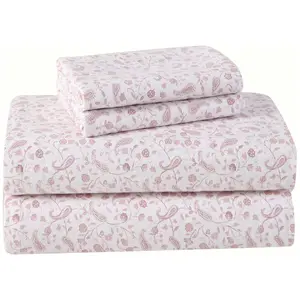 Laura Ashley Paisley Prance Pink Twin Flannel Sheet Set