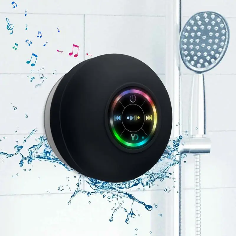 Pocket‑Sized LED Party Speaker, IPX6 Water Resistant with Built‑in Mic for Calls, USB Charging Mini Wireless Speaker for Camping Shower & Outdoor Use