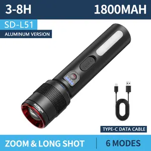 High Lumens LED Tactical Flashlight – 4 Light Modes, Zoomable, Waterproof, Rechargeable, Batteries Included – Perfect for Outdoor, Camping, and Emergency