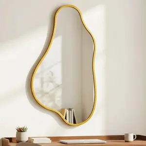 ZIYOO Gold Vintage Cloud Mirror Baroque Ornate Antique Mirror For Fireplace Mantel Bathroom Entryway Wall Decor Classic Design Modern Irregular Shaped Unique Asymmetrical Cloud Wavy Design
