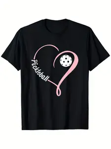Pickleball Shirts Ladies Valentine's Day Pickleball Lover T Shirt Suitable for Mens & Womens Outdoor T Shirt 100% S XXXLMen's Casual Short Sleeve Crew Neck T Shirt Medium Stretch Breathable Fabric Machine Washable Spring Summer Top Casual Attire