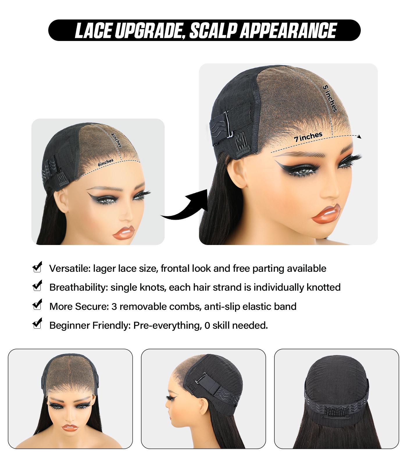 OQ Hair Wear And Go Body Wave Glueless Wigs Bleached Tiny Knots Pre Cut 7x5 HD Lace Front Wigs Human Hair Outdoorfun