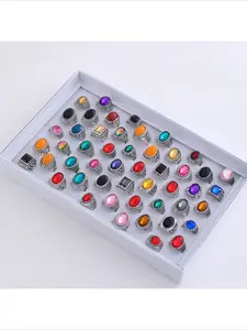 24 retro colored treasure ring set, old bohemian ring, unisex, the first choice for daily party wear