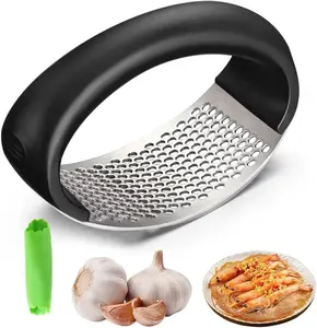 Stainless Steel Garlic Press Crusher 2026 Upgrade – Heavy Duty Manual Garlic Mincer, Easy Squeeze Kitchen Tool for Ginger & Garlic