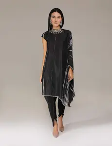 Black raya half Kaftan Kurta With dhoti pants
