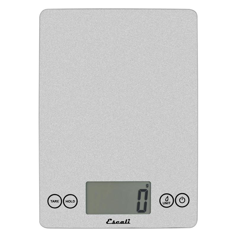 Escali Arti Glass Food Scale Digital Countertop Kitchen, Baking and Cooking Scale with Nutrition and Calorie Counter, 15-Pound Capacity, 9" X 6.5" X .75", Shiny Silver Escali