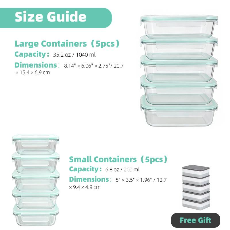 4-8-10 Pack Glass Meal Prep Containers - Oven to Fridge Safe, BPA Free & Leakproof Square Lunch Boxes, Stackable, Dishwasher Safe with 4 Bowls 4 Lids
