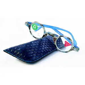 Picasso, (Premium) Reading Glasses, High End Readers +1.25 to +3 magnifying, Circle optical Frames. Round Tortoise (Blue) NY Fifth Avenue. Unisex Lightweight
