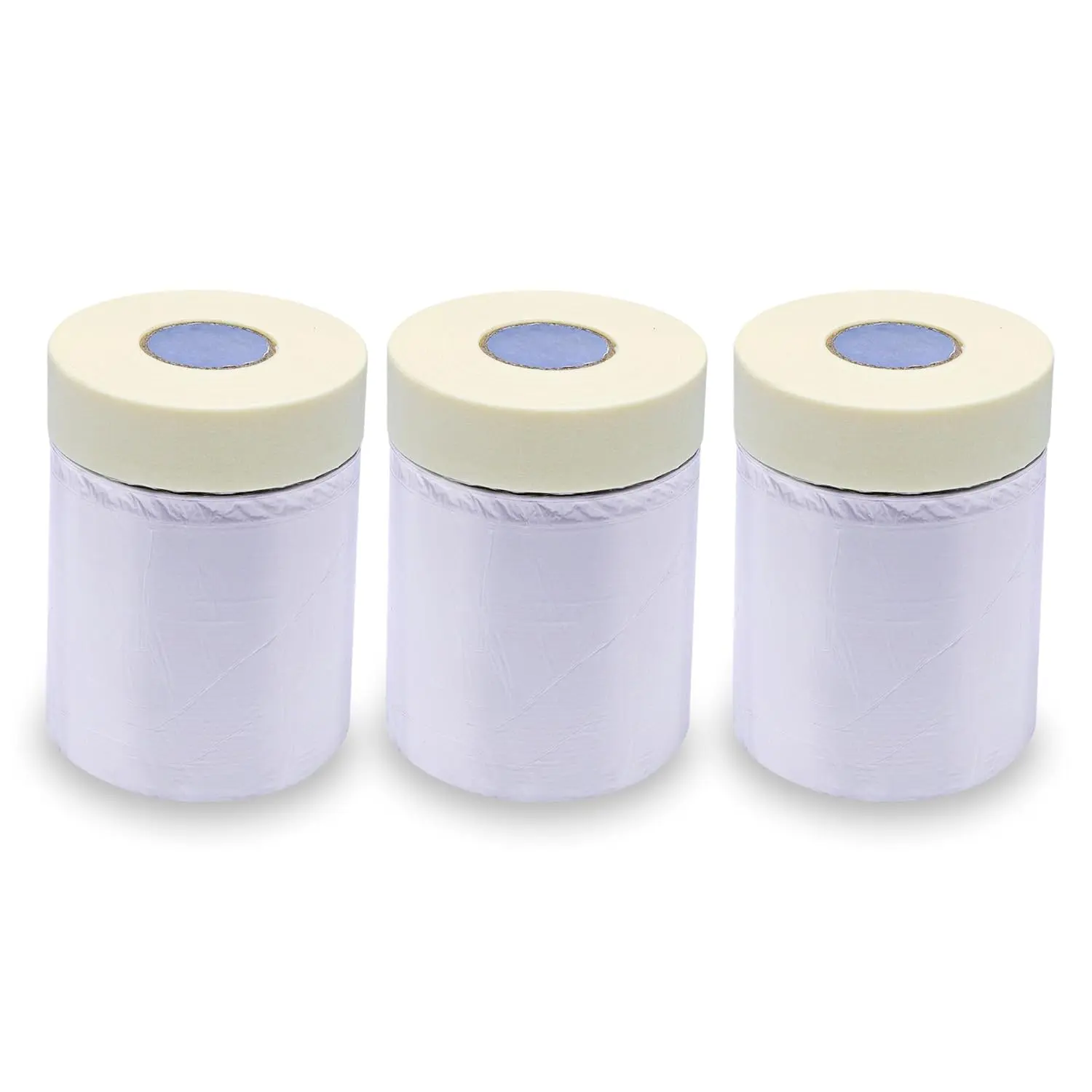 Plastic Cover for Painting, Pre-Taped Masking Film, 22 inch x 30 Yard x 3 Rolls (90 Yards Total), Painters Plastic with Tape, Advanced Masking Tape Film