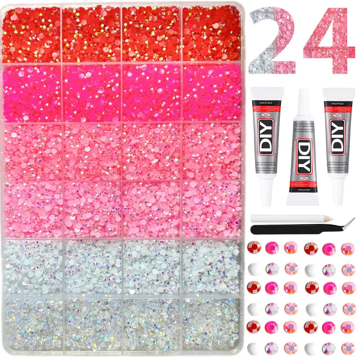 1Box AB Colorful Semi-circular Nail Rhinestone Charms 3mm Pink White Red Gradient Flatback Resin Diamond Bedazzling Kit DIY Bracelet Cup Nail Art Accessories Rhinestone Nails Nail Art Supply