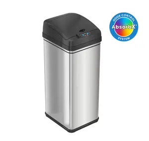 iTouchless 13 Gallon Motion Sensor Trash Can, Brushed Silver Stainless Steel Kitchen Garbage Bin with Touchless Automatic Lid and Odor Control