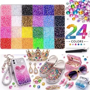 30000PCS 24 Color Jelly Resin Rhinestones Bulk 3mm  Flatback Stones Super Rainbow Colorful Resin Non-Hotfix AB Gems Diamonds for Nails Eyes Face Makeup Tumblers Bottles DIY Crafts Clothes Shoes