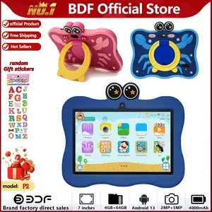 7-Inch Android 13 Tablet with 4GB RAM and 64GB Storage Support for 128GB, Parental Controls, IPS Display, Dual Cameras, WiFi Education Tablet with Protective Case