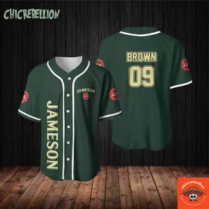Personalized Green Jameson  Baseball Jersey Shirt Summer Beach Gift , Baseball Jersey Shirt