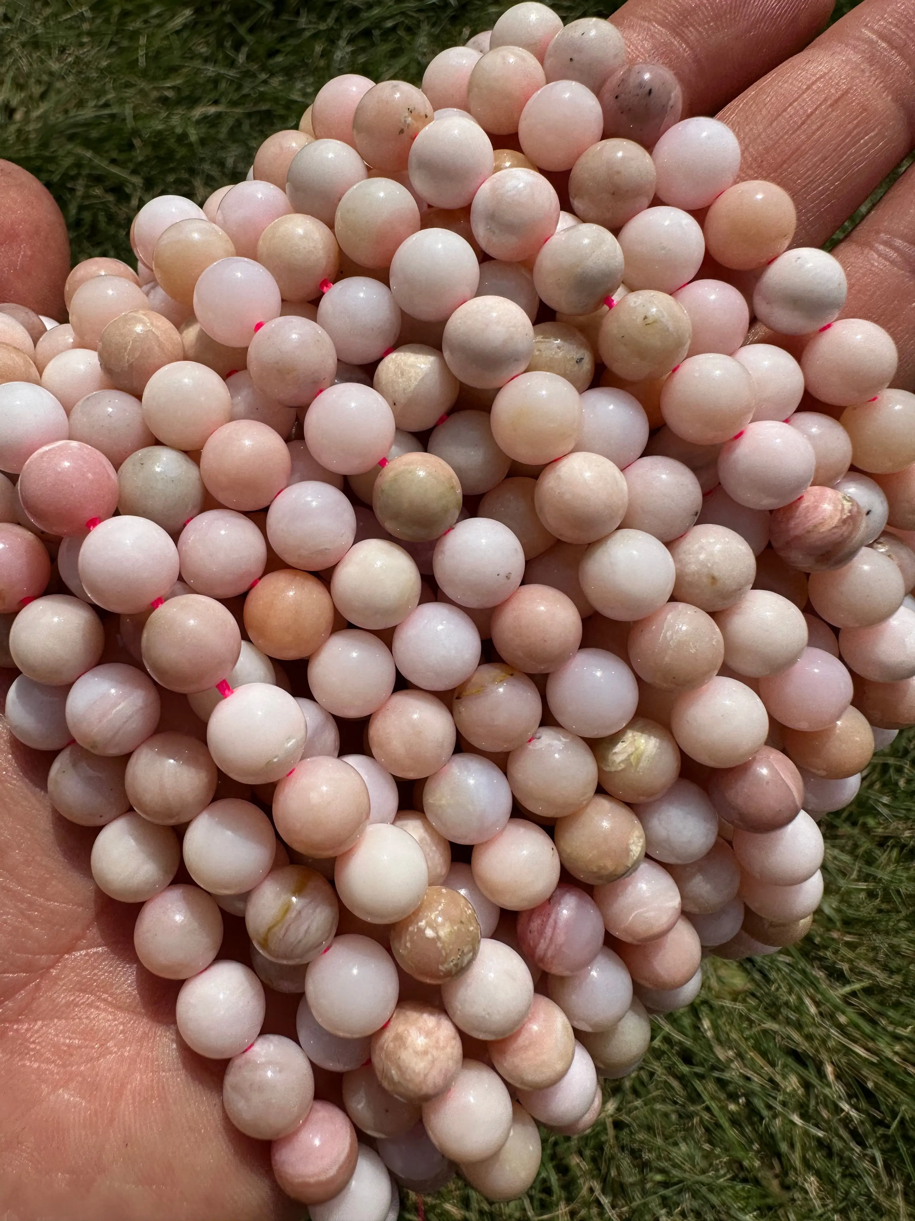 New Moon Beginnings Pink Opal Bead Strand - Assorted Colors, Round Beads, Natural Coloration, Soft and Smooth Texture