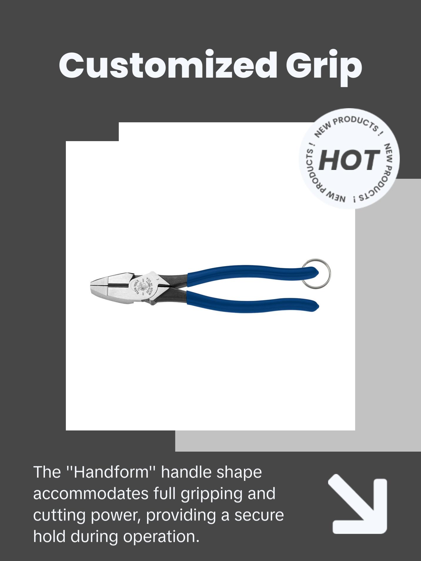 Klein Tools D213-9NETT Pliers, High Leverage Side Cutters, Tether Ring