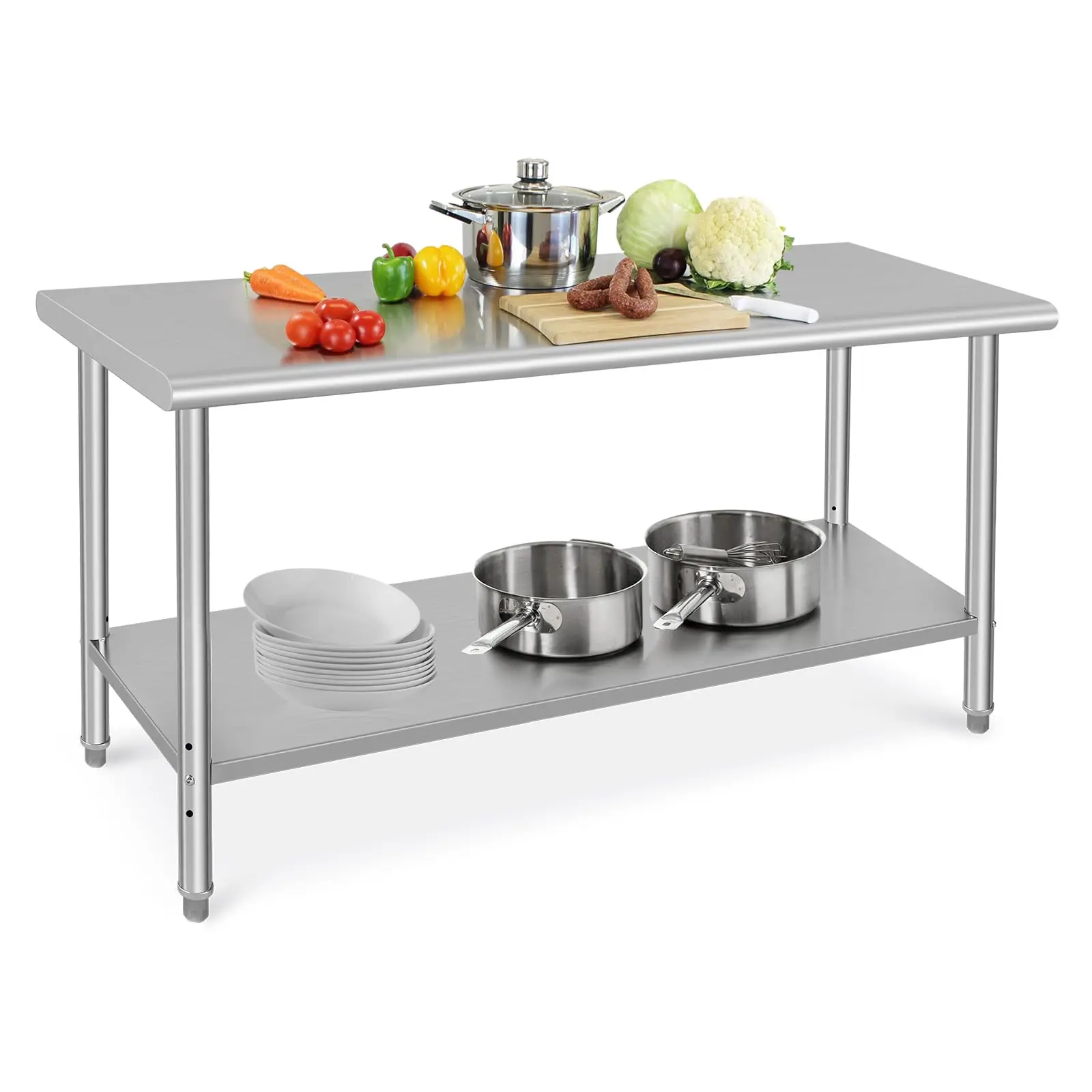 【GARVEE】Stainless Steel Prep Table 60 x 24 Inch, NSF Heavy Duty Commercial Kitchen Table with Undershelf, Outdoor Cooking Table, Dining Room Garage Laundry Room