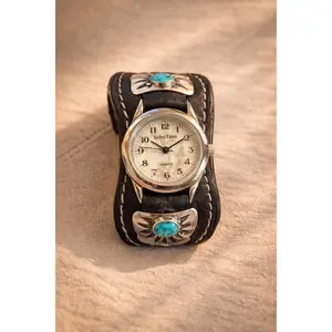 NAVAJO LEATHER TURQUOISE LADIES WATCH