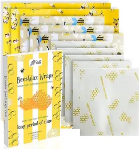 Ilsli Reusable Beeswax Wrap for food Assorted 10 Pack | Eco-Friendly Sustainable Food Wrap, Covering Dishes & Meals, Plastic & Silicone Free | Reusable Beeswax Food Wraps (Bees)