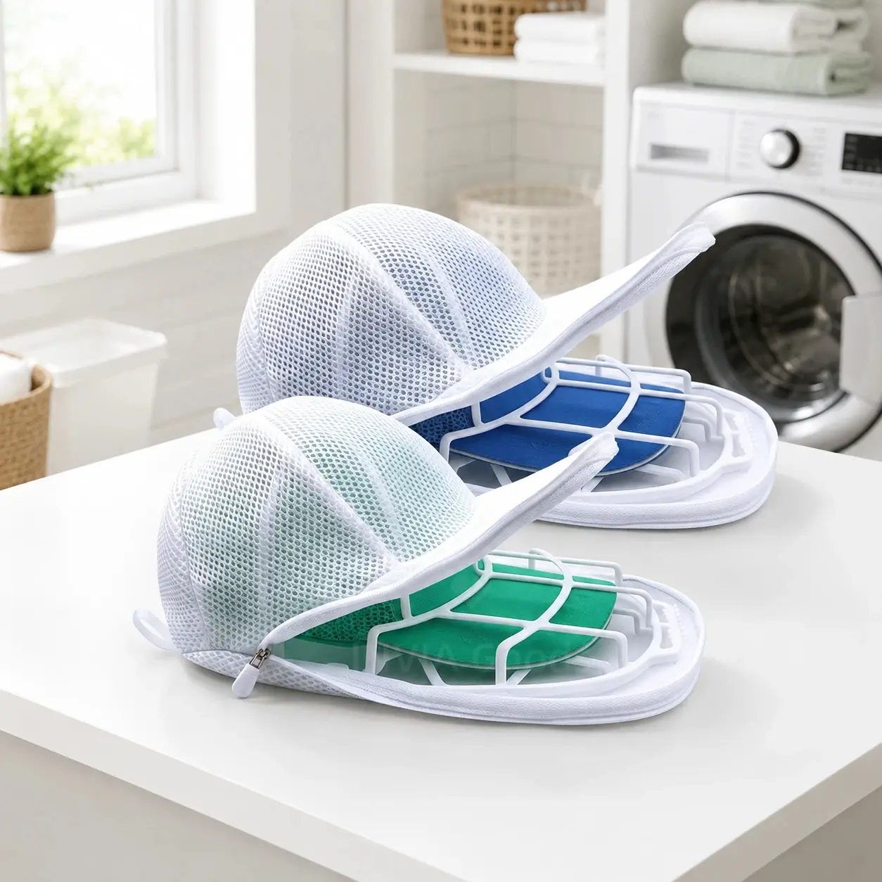 Hat Washer Cage (Gift: Mesh Bag),  No Assembly Needed Hat Washer for Baseball Caps, Hats Washing Machine with Frame and Washers Bag, Keep the Hats in Shape, Suitable for Adult and Kid's Hats, Laundry Bag