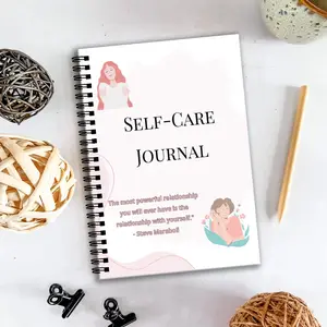 Self-Care Journal Notebook, 80 Pages, Inspirational English Quotes, Stress Relief Planner for Women, Personal Growth Diary