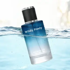 50ML Men's New Refreshing Cologne with Luxury Blue Gradient Packaging, Mint Lemon, Sandalwood, and Cedarwood Notes, Lasting Amber Woody Base, Elegant Signature Scent for Social Events, Fragrance Long Lasting